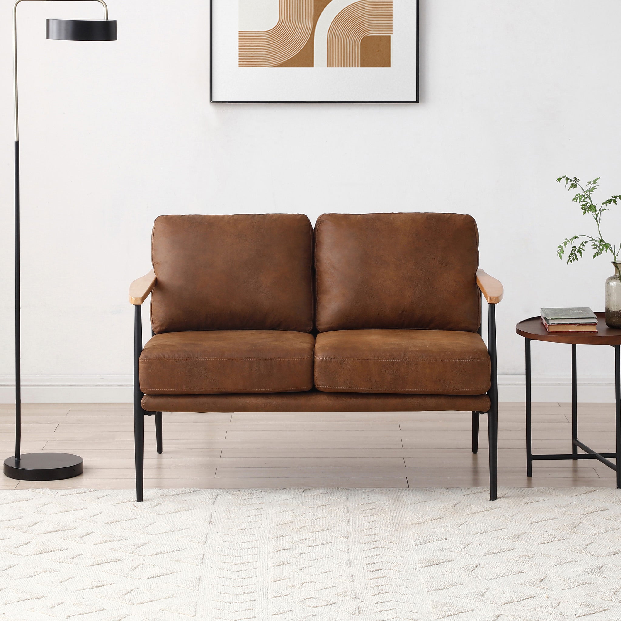 Brown leather 3 and online 2 seater sofa