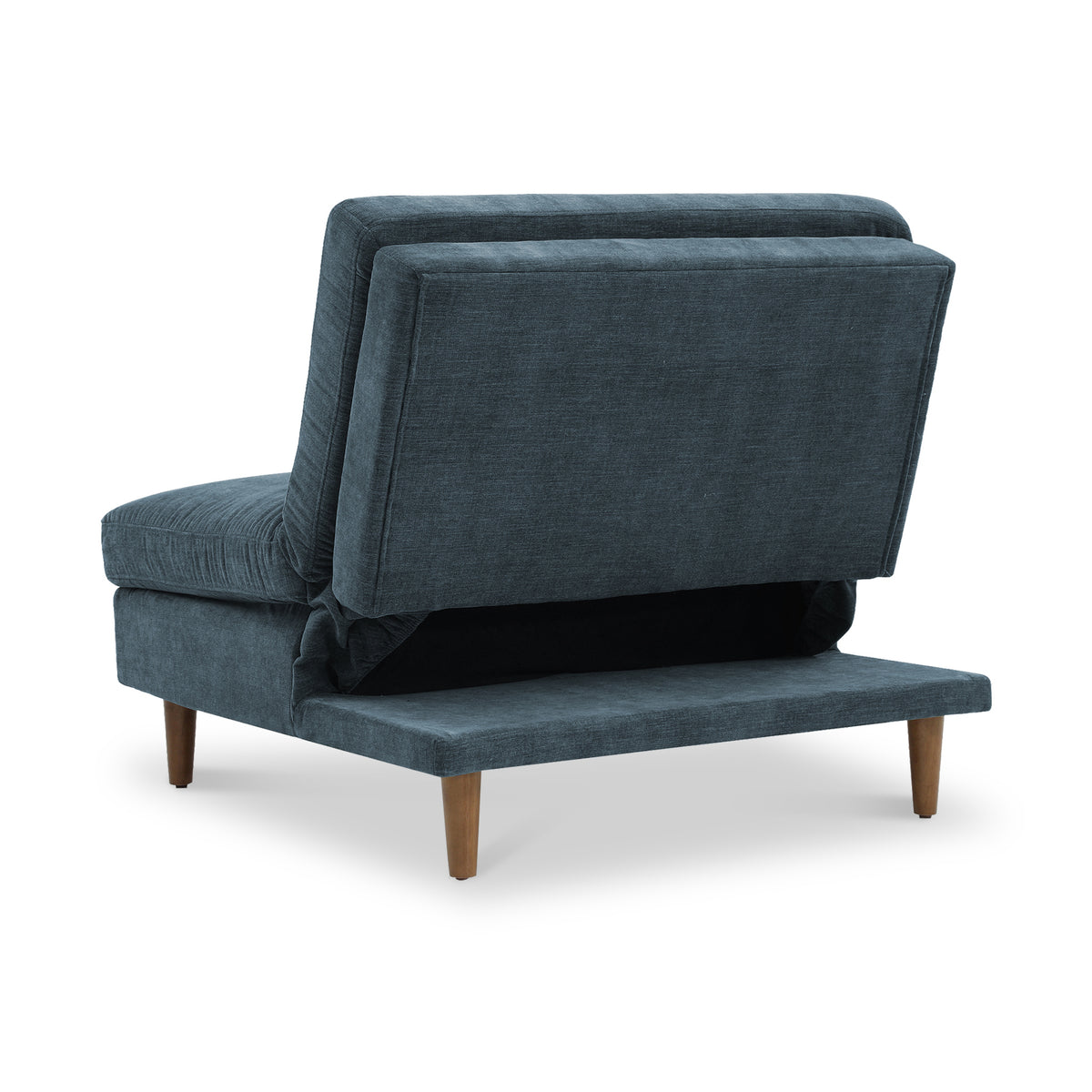 Carrington-chenille-click-clack-lounge-blue-chair from Roseland Furniture