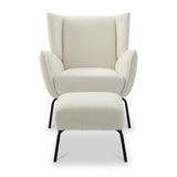 Knox Cream Boucle Accent Chair with Footstool by Roseland Furniture