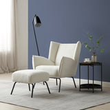 Knox Cream Boucle Accent Chair with Footstool by Roseland Furniture