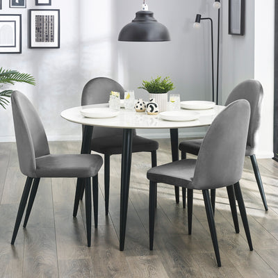 Kenver 120cm Round Dining Table With 4 Pascoe Chairs