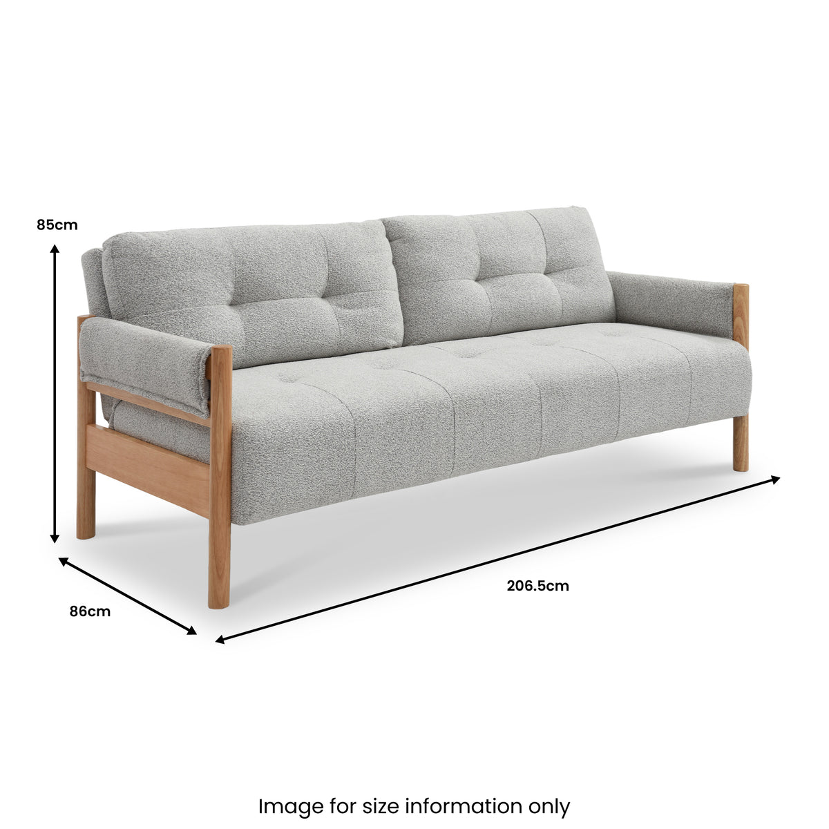 Granger Wooden Frame Soft Boucle Sofabed dimensions
