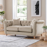 Clarence Putty Velvet Chesterfield 2 Seater Sofa for living room