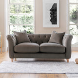 Clarence Mushroom Velvet Chesterfield 2 Seater couch for living room