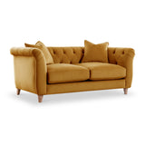 Clarence Ochre Velvet Chesterfield 2 Seater Sofa