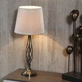 Jenna Antique Brass Metal Twist Detail Table Lamp for bedroom or living room