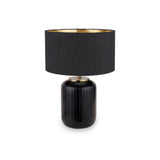 Eva Matt Black Cold Cut Stripe Glass Table Lamp