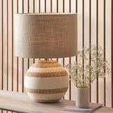 Talalla Cream and Natural Sea Grass Round Table Lamp