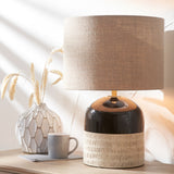 Lotta Black and Natural Stoneware Table Lamp from Roseland Furniture