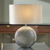 Mabel Silver Dot Textured Ceramic Table Lamp from Roseland Furniture