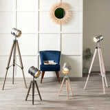 Capstan White Wash Wood & Silver Metal Tripod Table Lamp