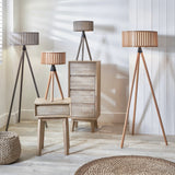 Rabanne Slatted Antique Wood Tripod Table Lamp