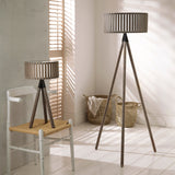 Rabanne Slatted Antique Wood Tripod Table Lamp for bedroom