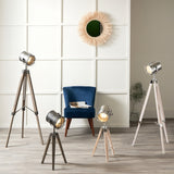 Capstan White Wash and Silver Metal Tripod Floor Lamp for living room