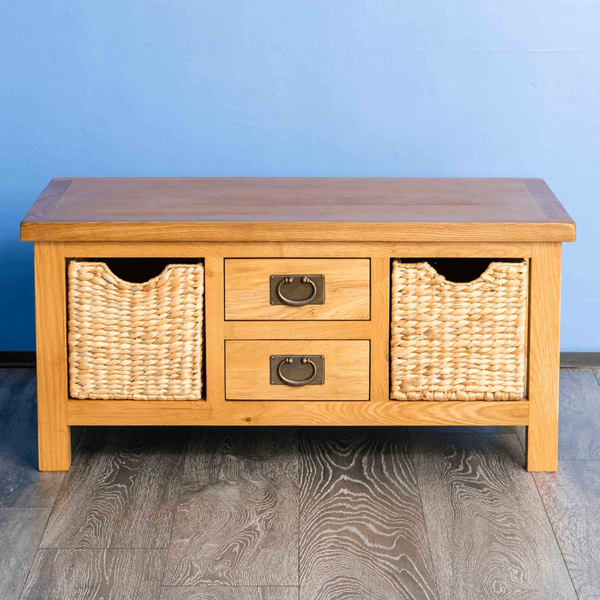 Surrey Oak Coffee Table with Baskets by Roseland Furniture