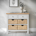 Farrow Grey Console Table with Baskets for hallway