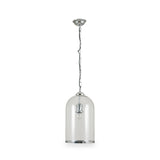 Cloche Clear Glass and Silver Pendant from Roseland Furniture