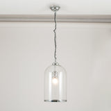 Cloche Clear Glass and Silver Pendant for living room