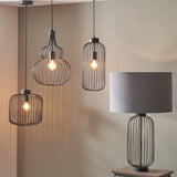 Dania Matt Black Metal Wire Ceiling Light Pendants