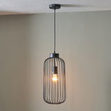 Dania Matt Black Metal Wire Tall Pendant for living room