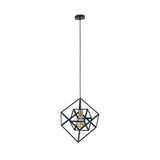 Alessio Matt Black Metal Cube Pendant from Roseland Furniture