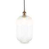 Abigail Clear Ribbed Glass Tall Pendant