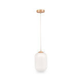 Alessia White Glass and Gold Metal Ribbed Glass Pendant from Roseland Furniture