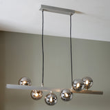 Blair Smoke Glass Ball and Grey Metal Bar Pendant for living room