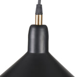 Canton Matt Black and Brass Metal Cone Pendant