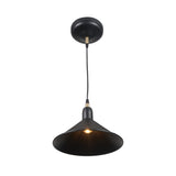 Canton Matt Black and Brass Metal Cone Pendant