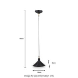 Canton Matt Black and Brass Metal Cone Pendant from Roseland Furniture