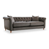 Clarence Mushroom Velvet Chesterfield 3 Seater Sofa 