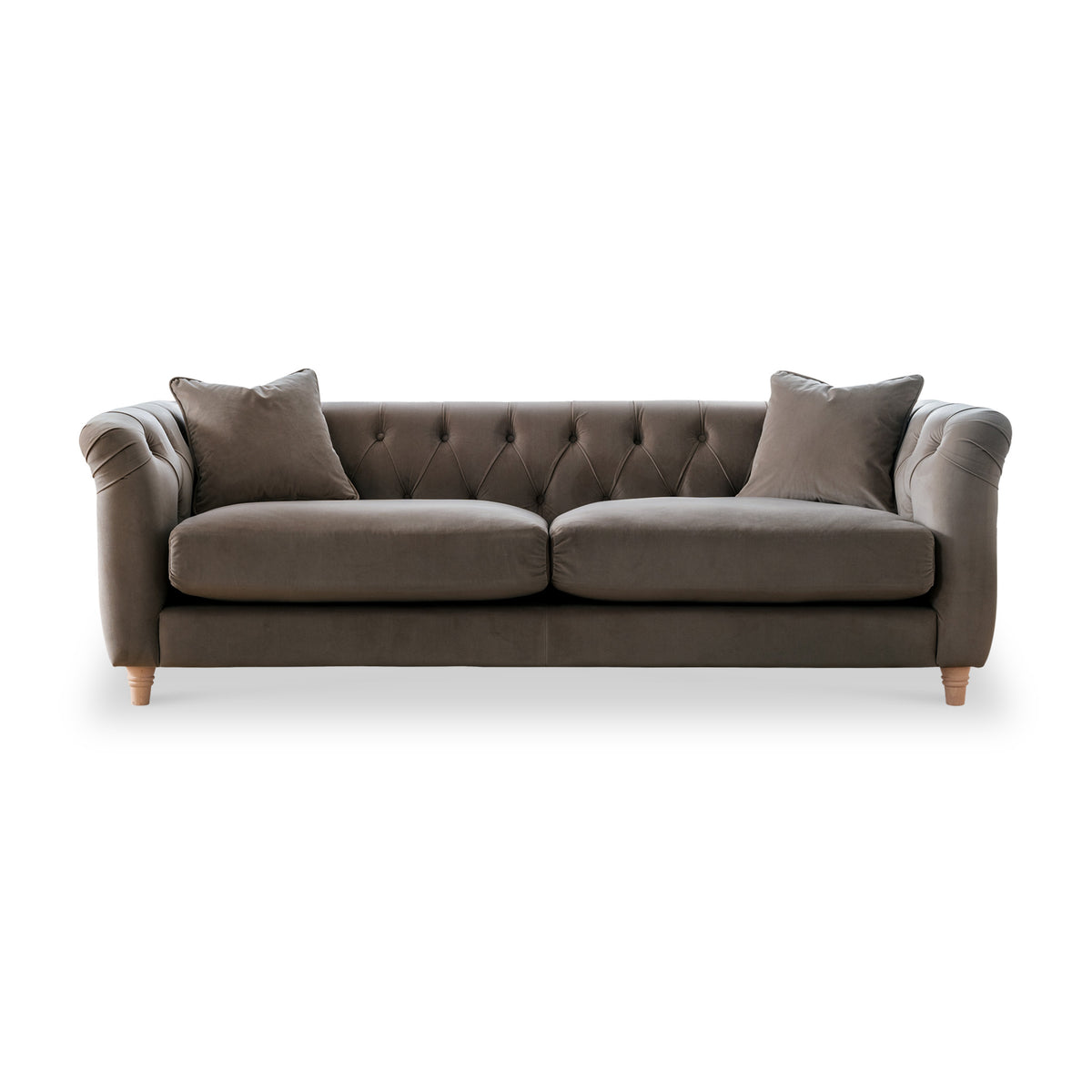 Clarence Mushroom Velvet Chesterfield 3 Seater Sofa  from Roseland Furniture