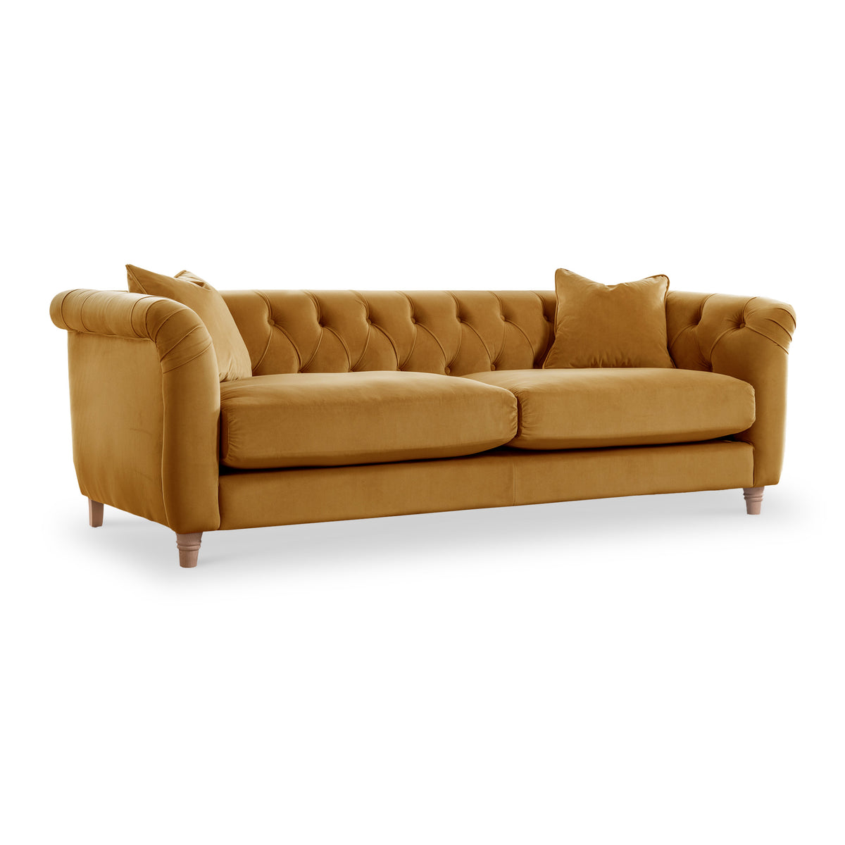 Clarence Ochre Velvet Chesterfield 3 Seater Sofa 