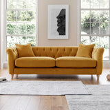 Clarence Ochre Velvet Chesterfield 3 Seater Couch for living room