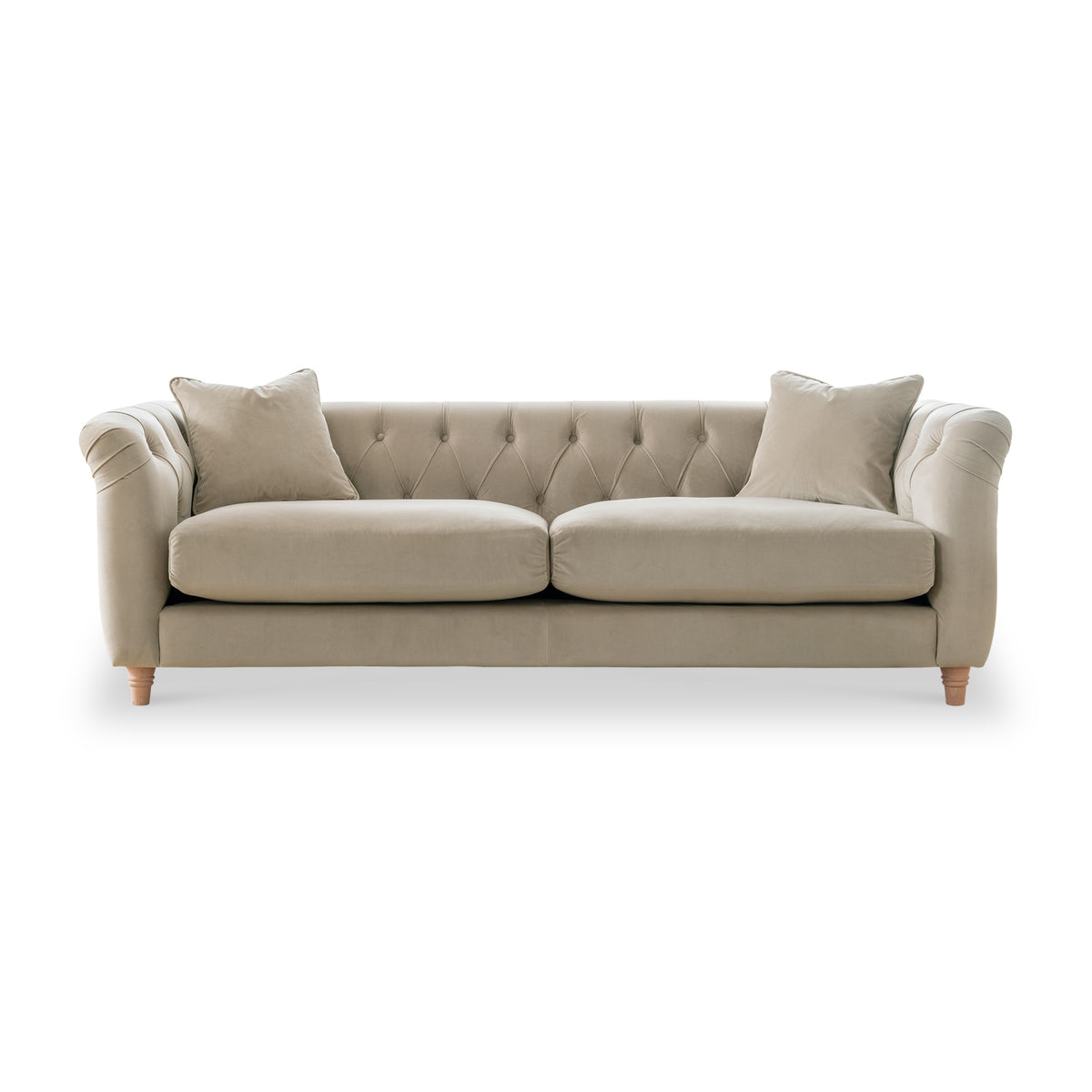 Clarence Putty Velvet Chesterfield 3 Seater Sofa from Roseland Furniture