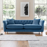 Clarence Sky Blue Velvet Chesterfield 3 Seater Couch for living room 