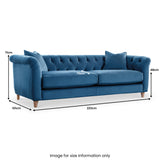 Clarence Velvet Chesterfield 3 Seater Sofa dimensions