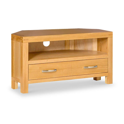 Abbey Light Oak Corner TV Stand