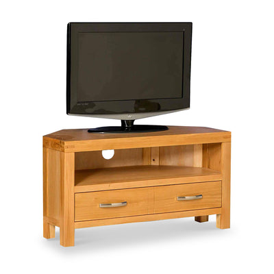 Abbey Light Oak Corner TV Stand