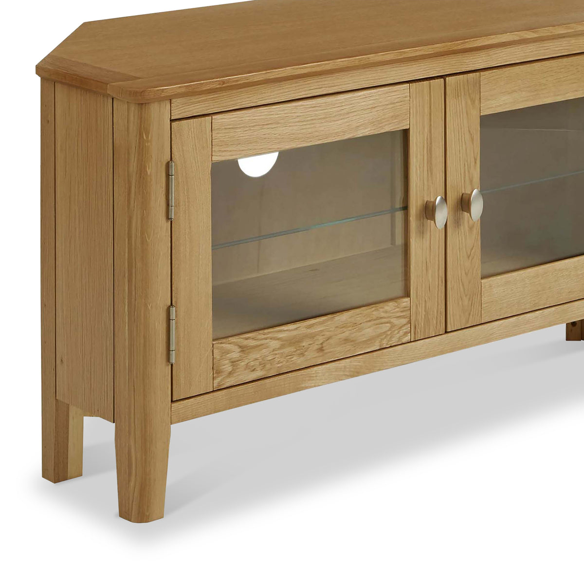 Alba Oak Corner TV Unit from Roseland Furniture