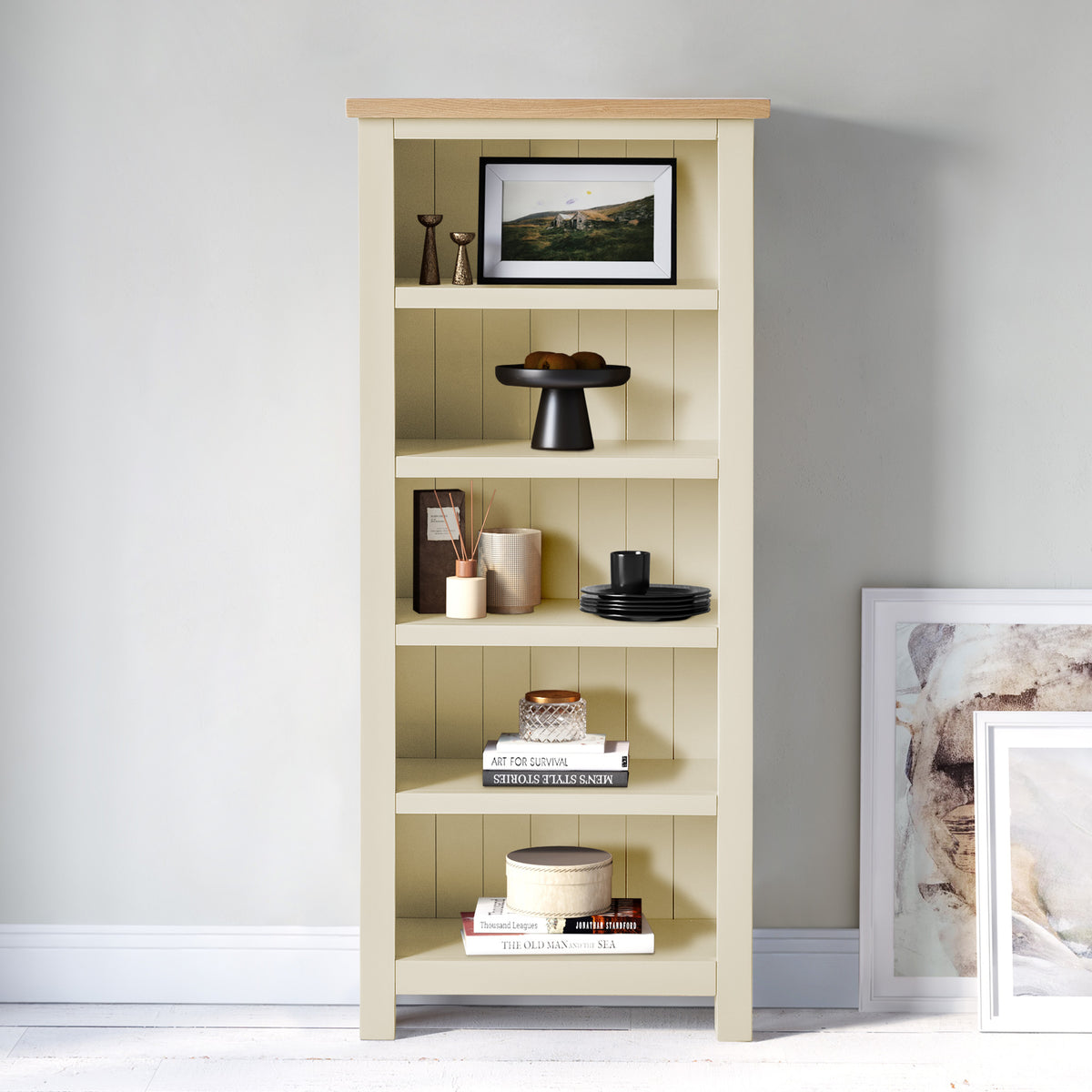 Farrow Cream Narrow Bookcase for Living Room