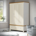 Farrow Cream Triple Wardrobe with Storage Drawers from Roseland Furniture