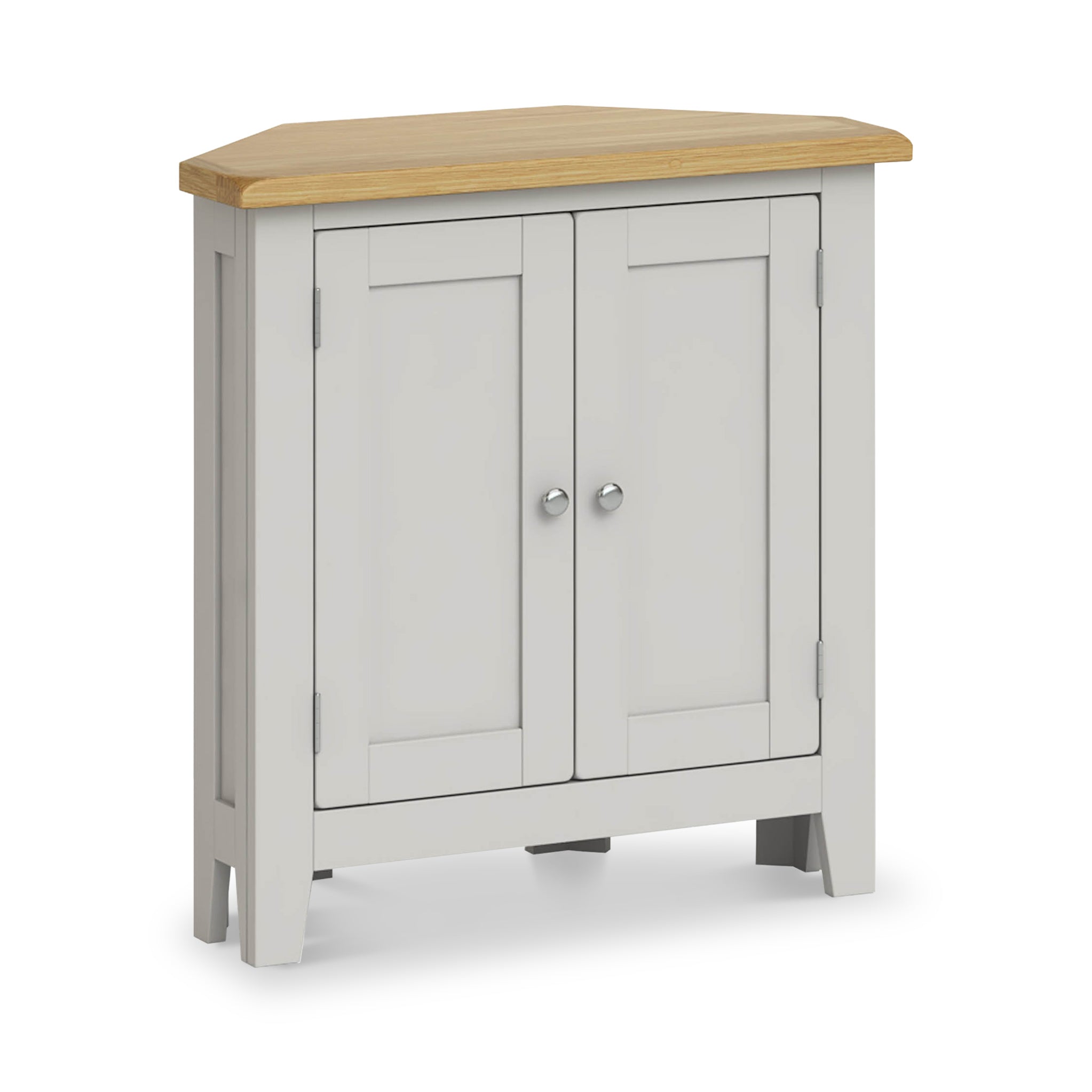 Small grey store corner cabinet