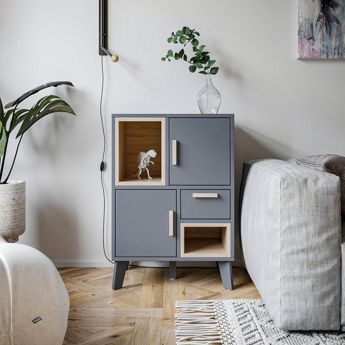 Kelso Grey & Oak Cabinet