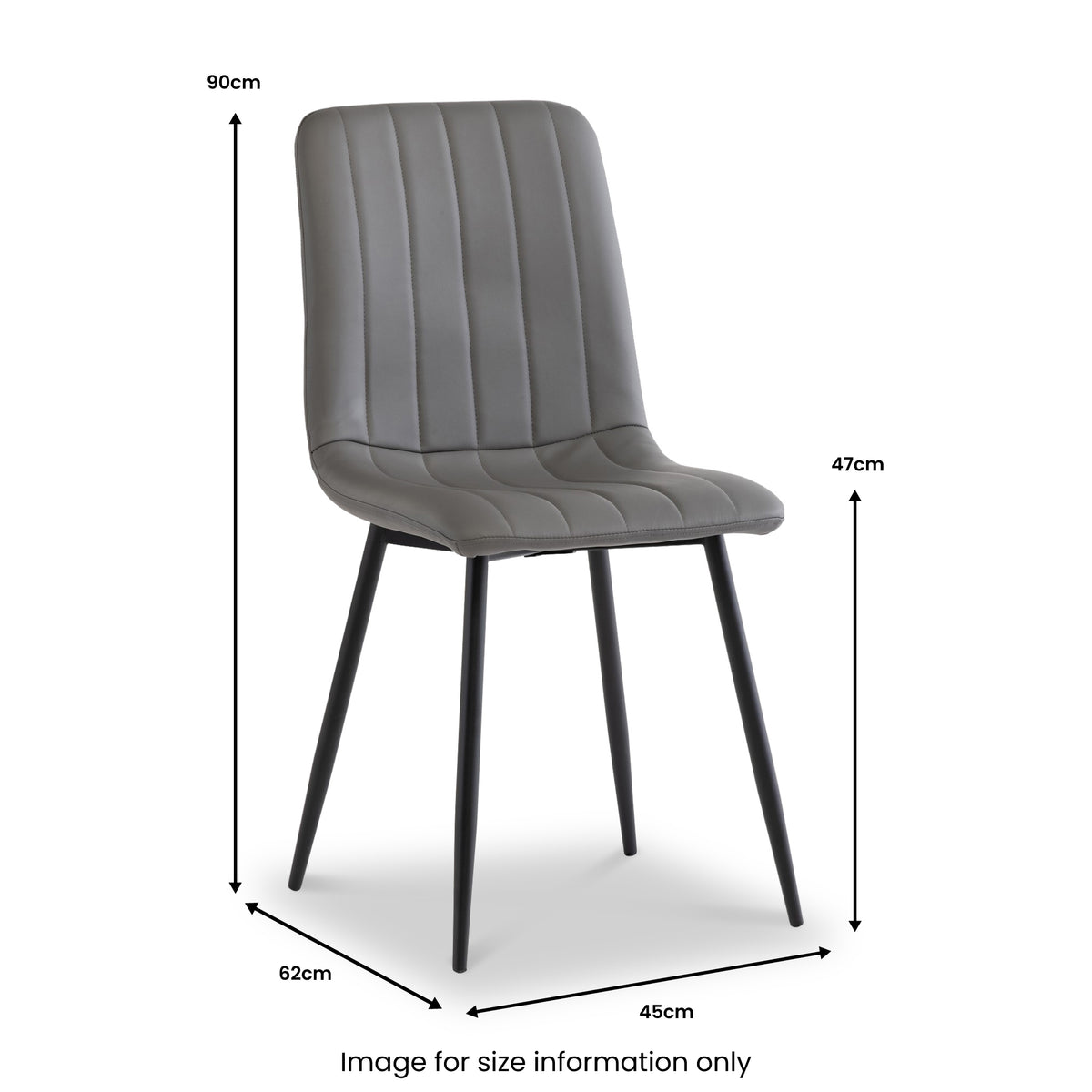 Geri Grey Faux Leather Curved Seat Dining Chair dimensions