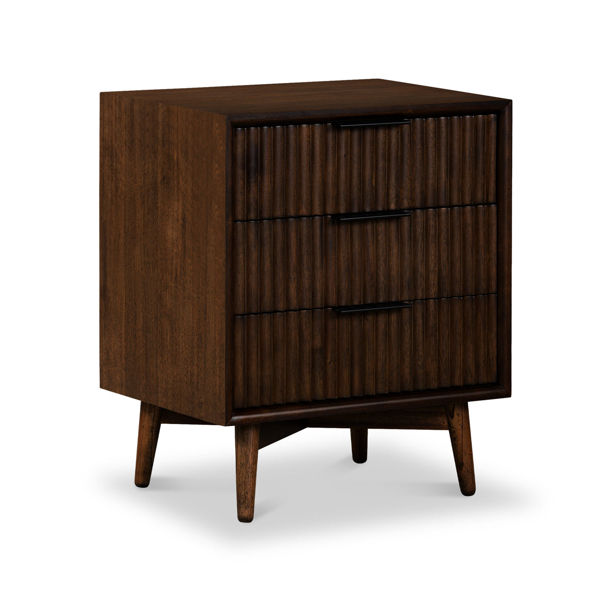 Oskar 3 Drawer Grooved Bedside Table from Roseland Furniture