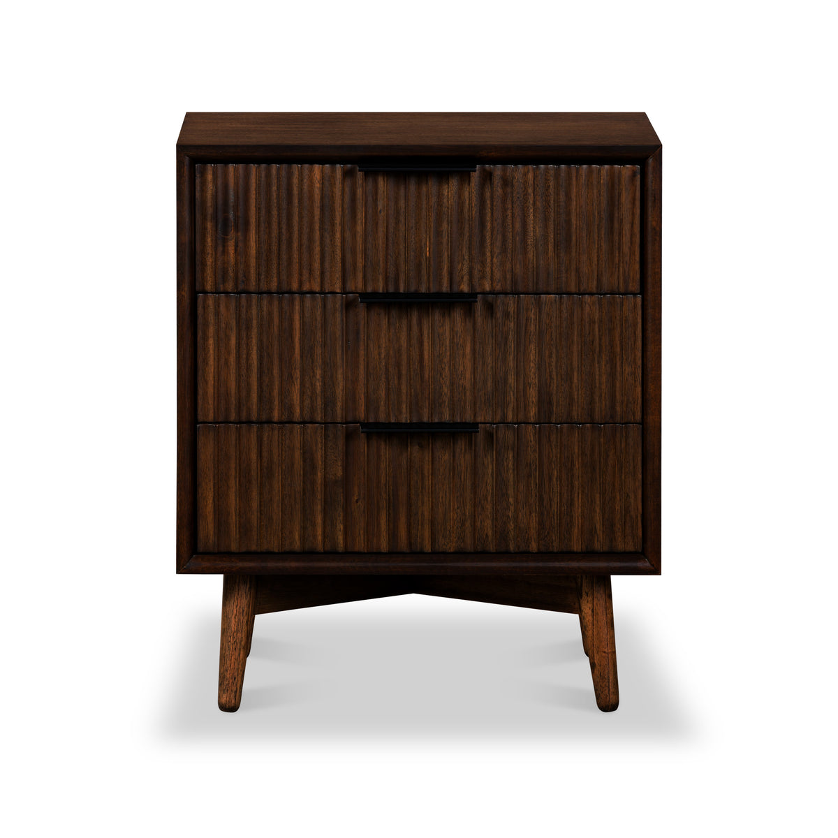 Oskar 3 Drawer Grooved Bedside Table from Roseland Furniture