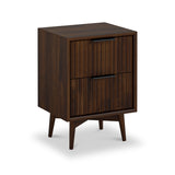 Oskar Narrow 2 Drawer Grooved Bedside Table from Roseland Furniture