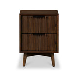 Oskar Narrow 2 Drawer Grooved Bedside Table from Roseland Furniture